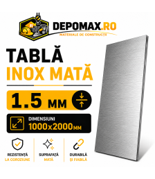Tabla inox mata AISI 304 2B, 1.5 x 1000 x 2000 mm, 2 mp